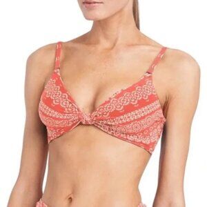 NEW Robin Piccone Isla Front Knot Detail Underwire Bikini Top in Terracotta S